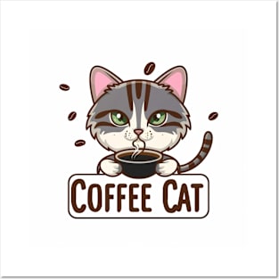 Coffee cat Posters and Art